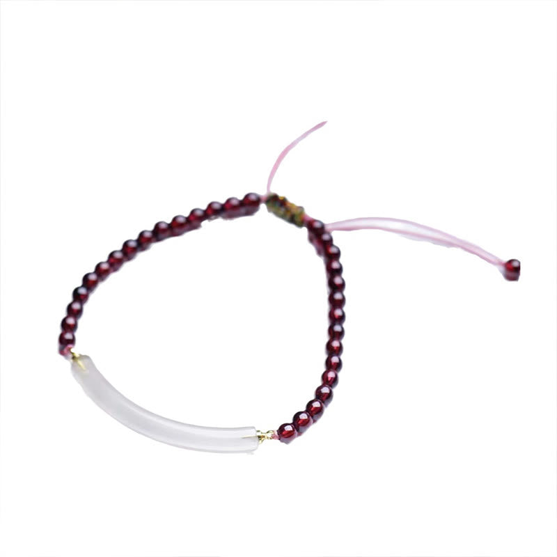 Buddha Stones Granat Szary Agat Spokój Mankiet Pół Bransoletka Bangle