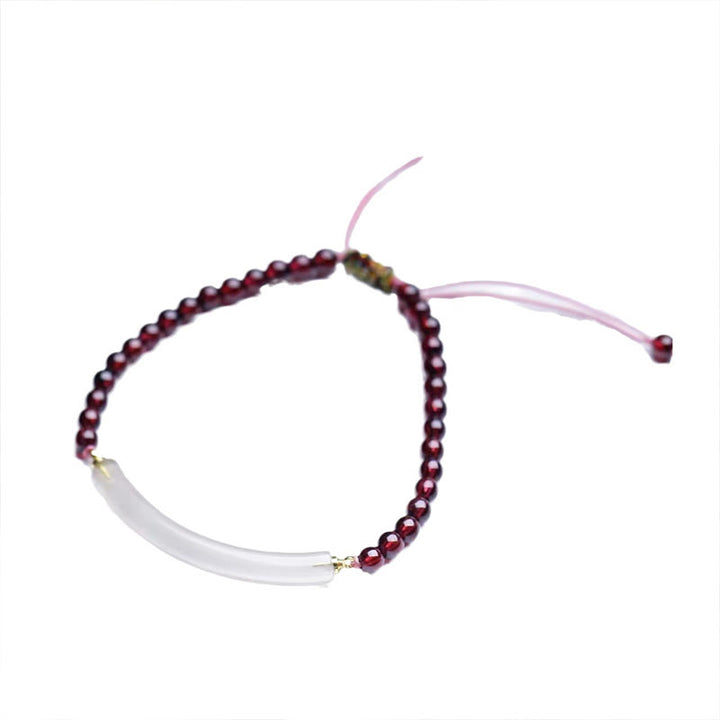 Buddha Stones Granat Szary Agat Spokój Mankiet Pół Bransoletka Bangle