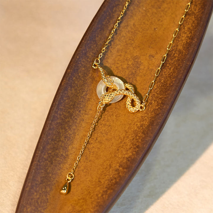 Buddha Stones Chalcedon Pokojowa Klamra 925 Srebro Złoto Rok Węża Naszyjnik Wisiorek Harmonia - image 9