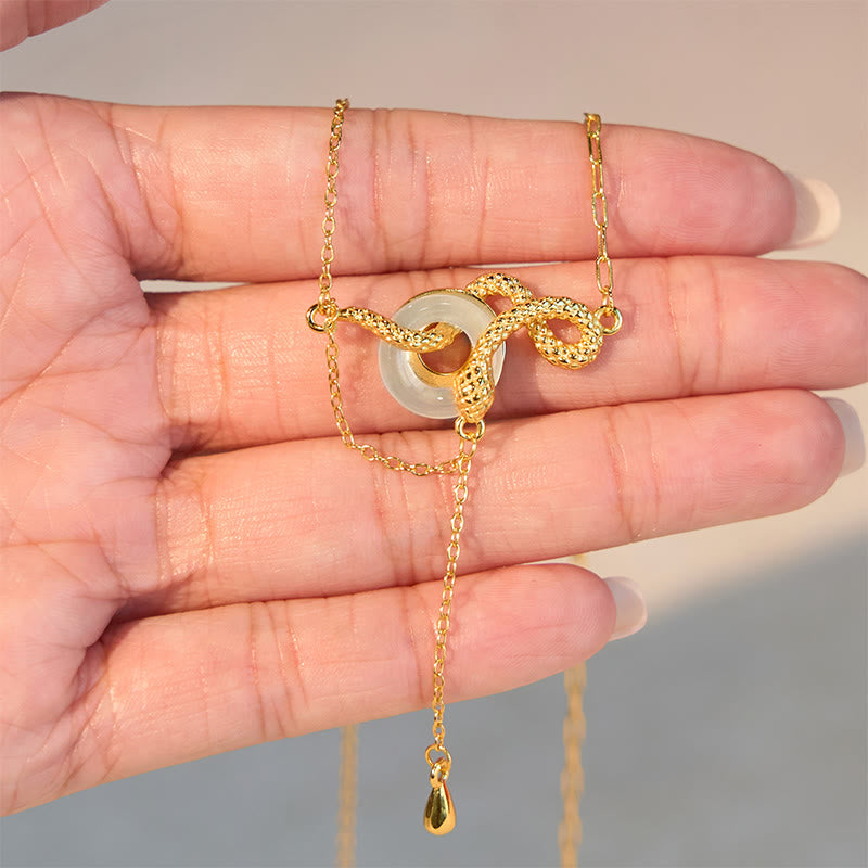 Buddha Stones Chalcedon Pokojowa Klamra 925 Srebro Złoto Rok Węża Naszyjnik Wisiorek Harmonia - image 10