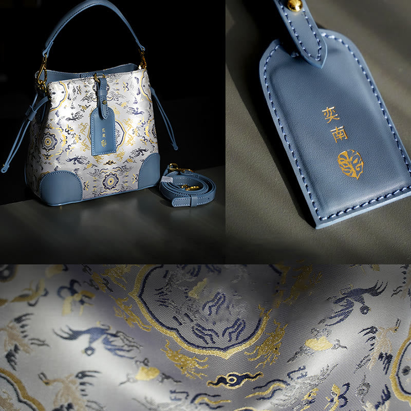 Buddha Stones Ręcznie robione Żuraw Jeleń Grawerowanie Spersonalizowana Piosenka Brokatowa Torba Crossbody Torebka Wisząca