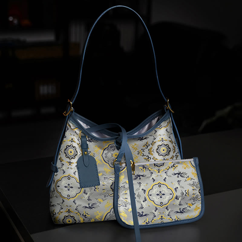 Buddha Stones Ręcznie Robione Kwiaty Żuraw Jeleń Motyl Piosenka Brokatowa Torba Crossbody Torebka Wisząca
