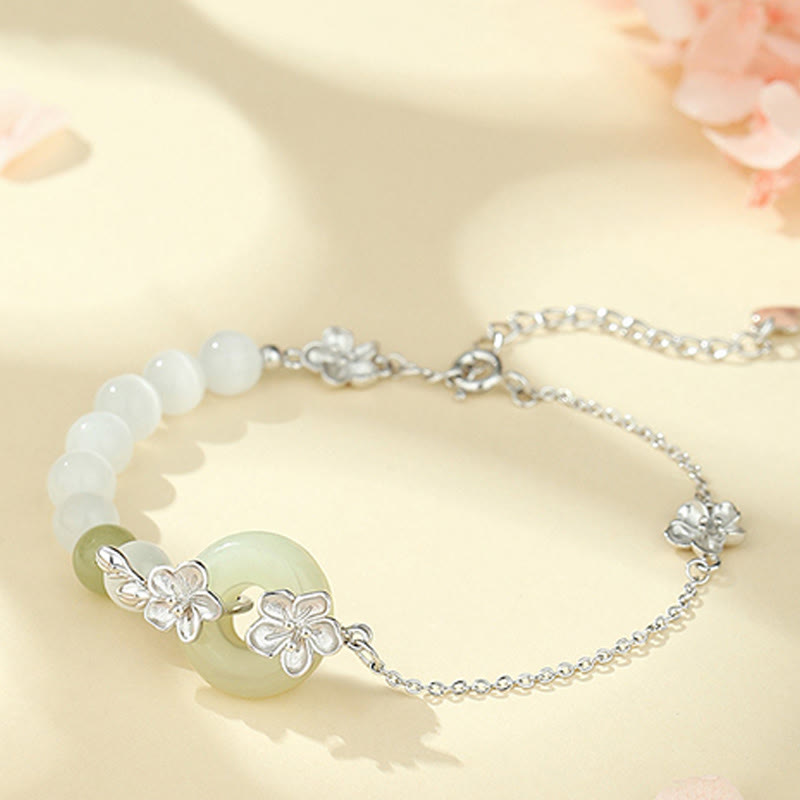 Bransoletka z Buddha Stones Chrysoberyl Hetian Jade 999 Srebro Sterling Love - Jadeit chryzoberylowo-hetianowy, srebro próby 999 (obwód nadgarstka: 14-19 cm) - image 9
