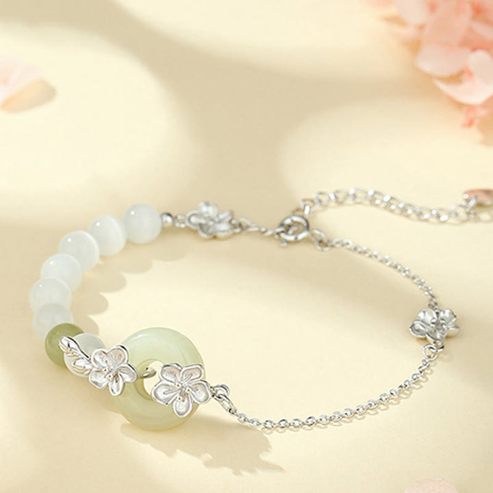 Bransoletka z Buddha Stones Chrysoberyl Hetian Jade 999 Srebro Sterling Love - Jadeit chryzoberylowo-hetianowy, srebro próby 999 (obwód nadgarstka: 14-19 cm) - image 9