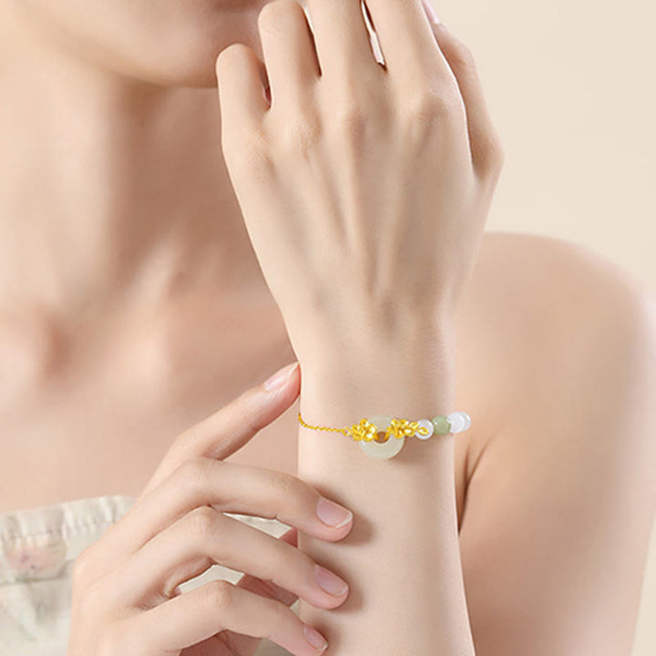 Bransoletka z Buddha Stones Chrysoberyl Hetian Jade 999 Srebro Sterling Love - image 3