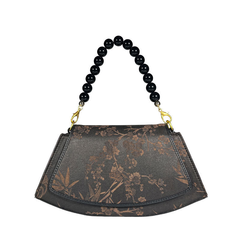 Buddha Stones Śliwkowy Bambusowy Łańcuch Koralikowy Xiangyunsha Jedwabna Torba Crossbody Torba Na Ramię