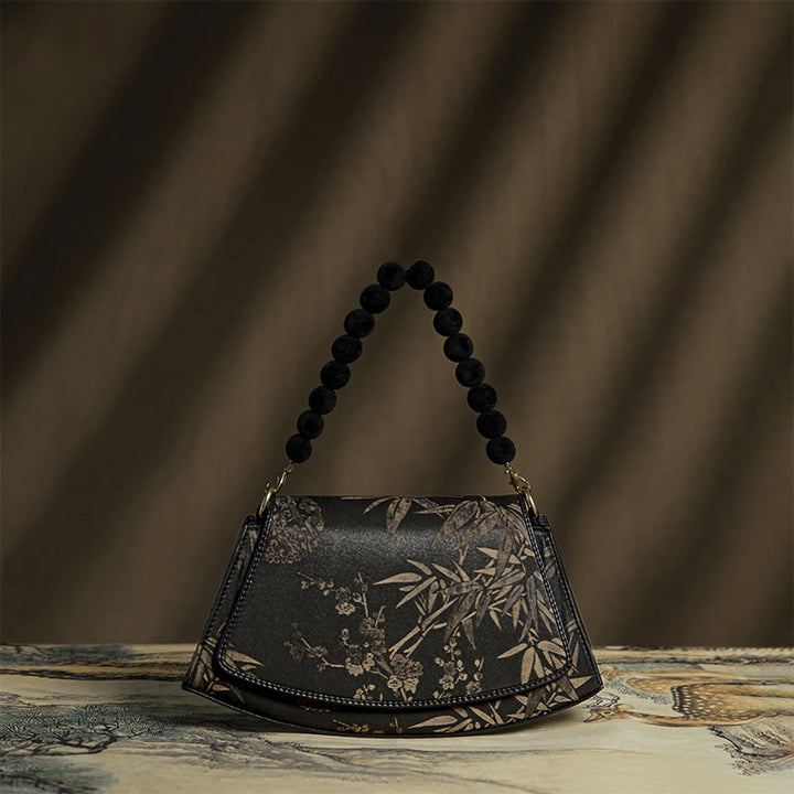Buddha Stones Śliwkowy Bambusowy Łańcuch Koralikowy Xiangyunsha Jedwabna Torba Crossbody Torba Na Ramię