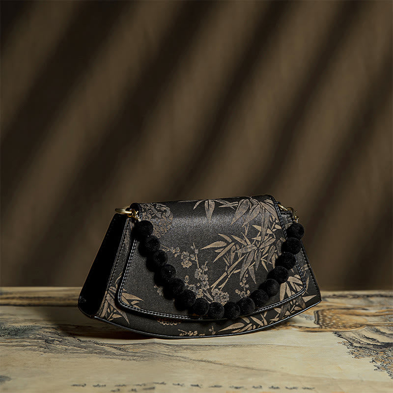Buddha Stones Śliwkowy Bambusowy Łańcuch Koralikowy Xiangyunsha Jedwabna Torba Crossbody Torba Na Ramię