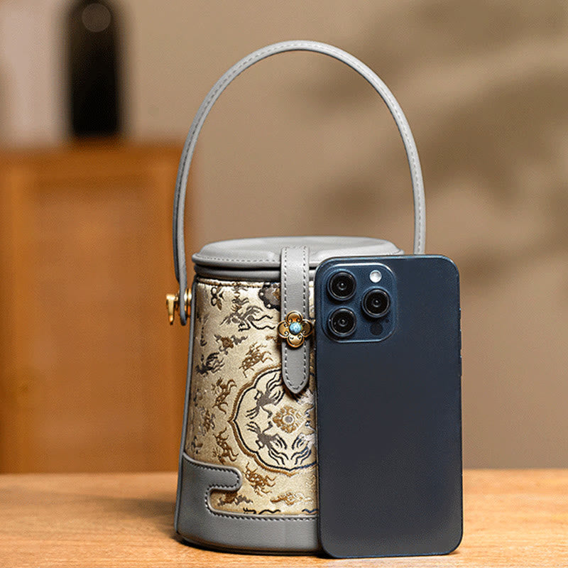 Buddha Stones Żuraw Bambus Kwiat Piosenka Brokat Xiangyunsha Jedwabna Torba Crossbody Torebki Wiszące