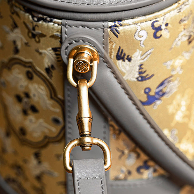 Buddha Stones Żuraw Bambus Kwiat Piosenka Brokat Xiangyunsha Jedwabna Torba Crossbody Torebki Wiszące