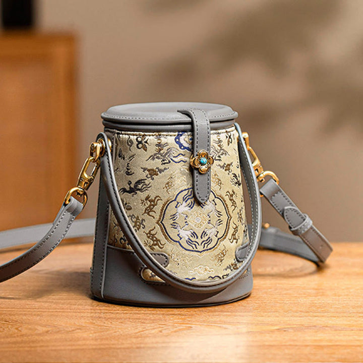 Buddha Stones Żuraw Bambus Kwiat Piosenka Brokat Xiangyunsha Jedwabna Torba Crossbody Torebki Wiszące