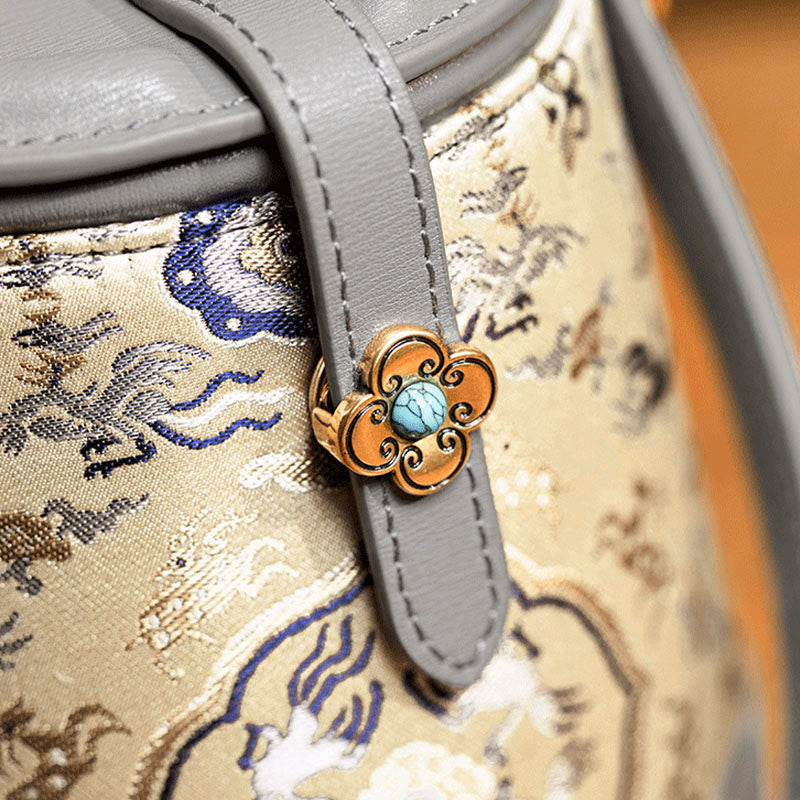 Buddha Stones Żuraw Bambus Kwiat Piosenka Brokat Xiangyunsha Jedwabna Torba Crossbody Torebki Wiszące