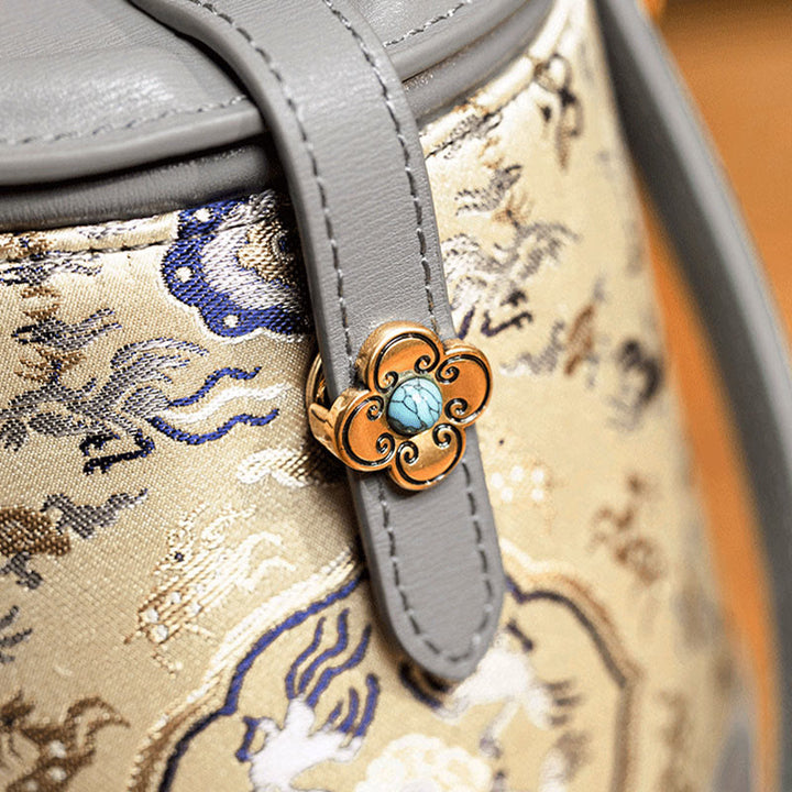 Buddha Stones Żuraw Bambus Kwiat Piosenka Brokat Xiangyunsha Jedwabna Torba Crossbody Torebki Wiszące