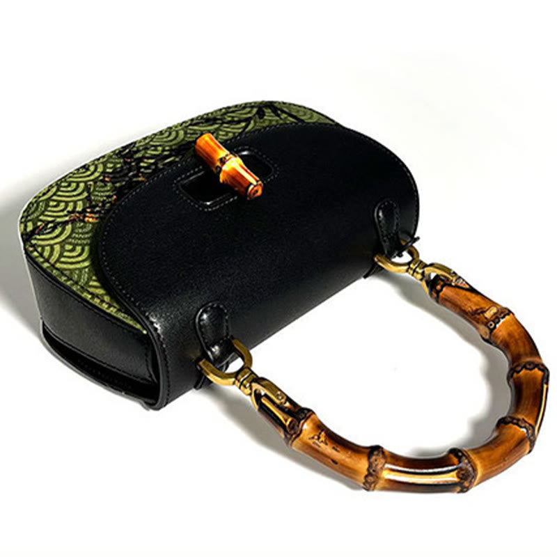 Buddha Stones Krzywa Bambusowa Uchwyt Xiangyunsha Jedwabna Torba Crossbody Hangbags