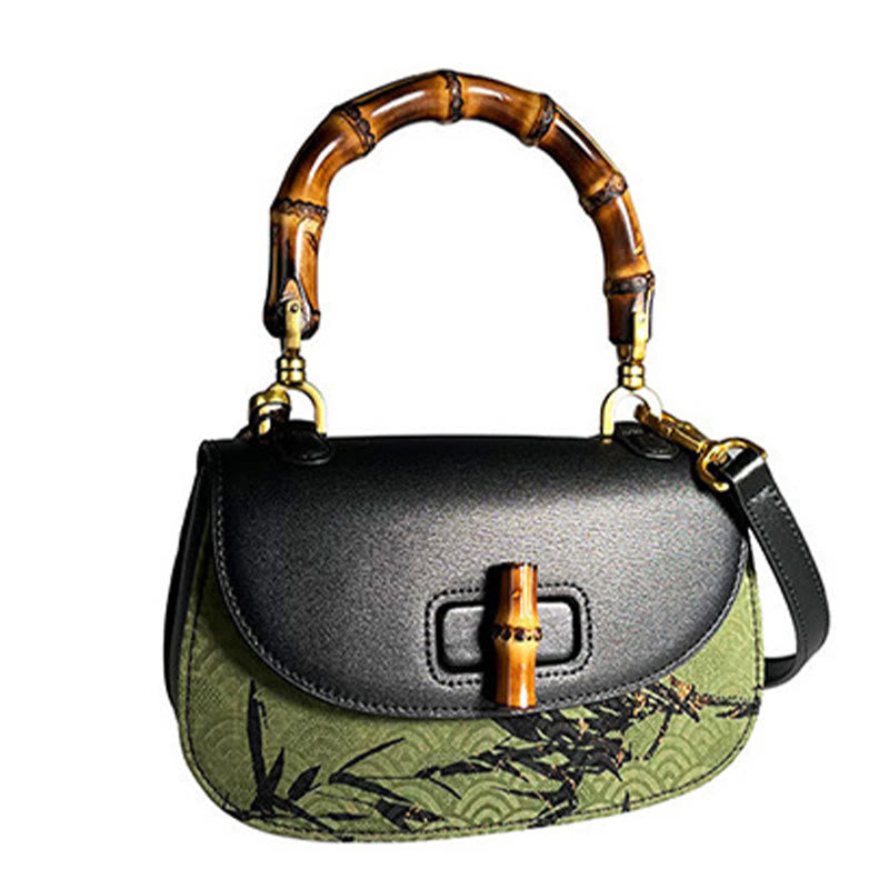Buddha Stones Krzywa Bambusowa Uchwyt Xiangyunsha Jedwabna Torba Crossbody Hangbags