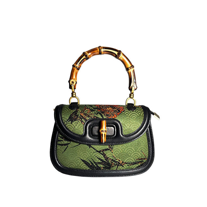 Buddha Stones Krzywa Kwiat Bambusowy Uchwyt Xiangyunsha Jedwabna Torba Crossbody Torebka Wisząca