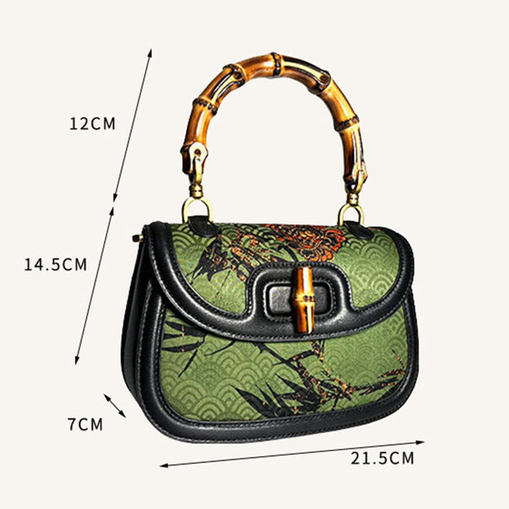 Buddha Stones Krzywa Kwiat Bambusowy Uchwyt Xiangyunsha Jedwabna Torba Crossbody Torebka Wisząca