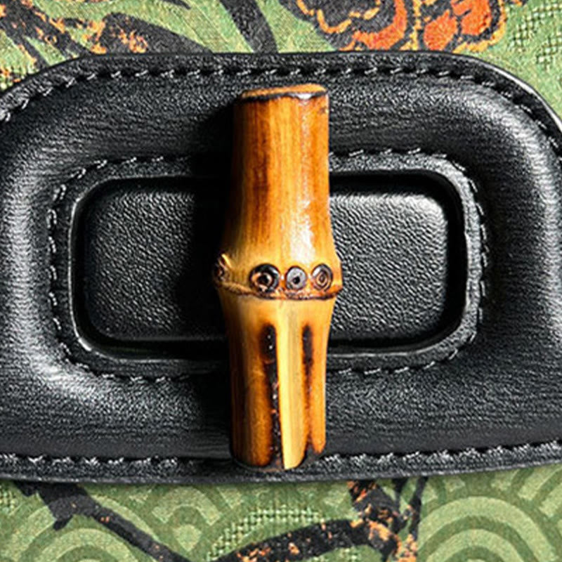 Buddha Stones Krzywa Kwiat Bambusowy Uchwyt Xiangyunsha Jedwabna Torba Crossbody Torebka Wisząca