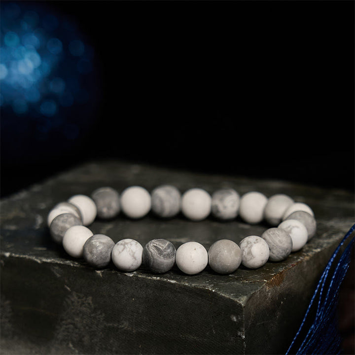 Bransoletka Buddha Stones Picasso Jasper White Turquoise Courage