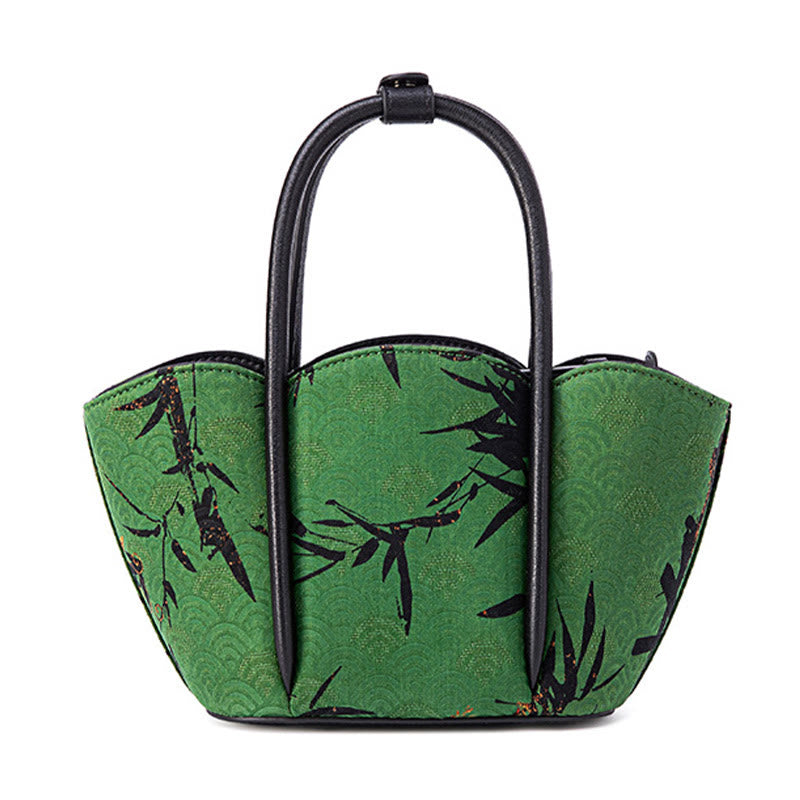 Buddha Stones Krzywa Bambusowy Kwiat Kształt Xiangyunsha Jedwabna Torba Crossbody Torebka Wisząca