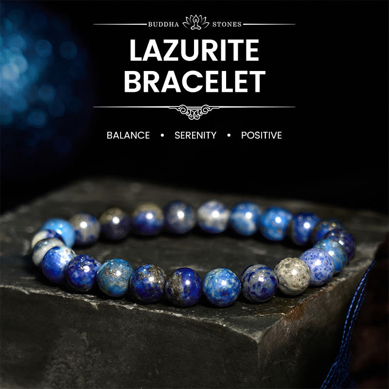 Bransoletka z Buddha Stones, lazurytu i lapis lazuli z pozytywną równowagą - Lazuryt (obwód nadgarstka: 14-16 cm) - image 0