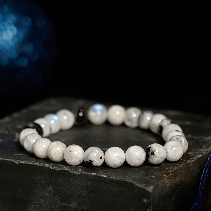 Bransoletka Harmonia z Buddha Stones Tęczowym Kamieniami Księżycowymi