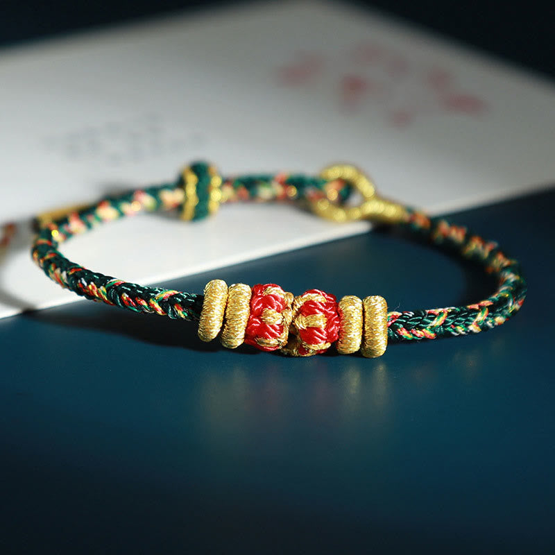 Buddha Stones Chiński Zodiak Natal Budda Kolorowe Sznurki Bransoletka Szczęścia