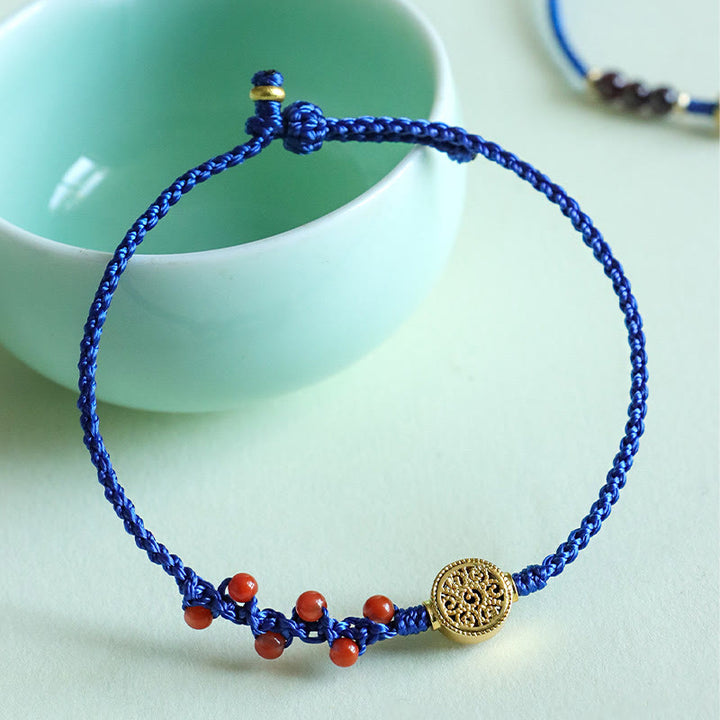 Buddha Stones Klein Blue String South Red Agat Garnet Copper Flower Power