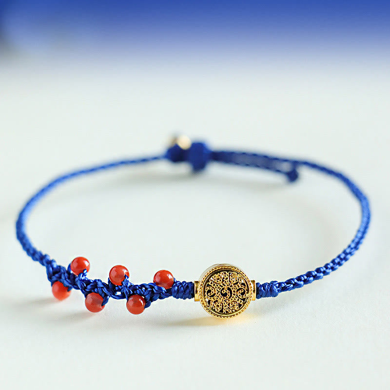 Buddha Stones Klein Blue String South Red Agat Garnet Copper Flower Power