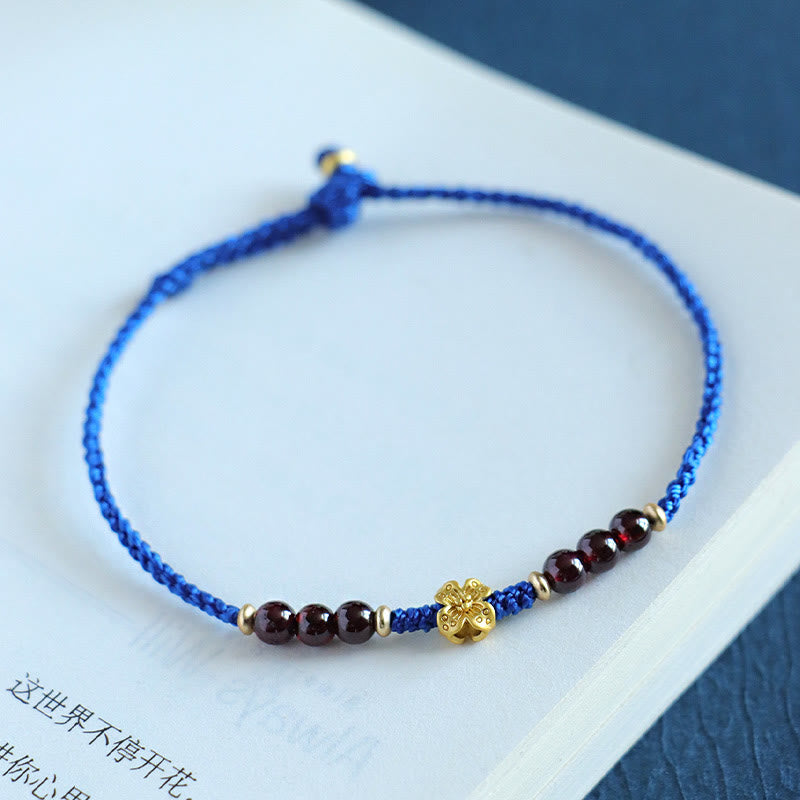 Buddha Stones Klein Blue String South Red Agat Garnet Copper Flower Power