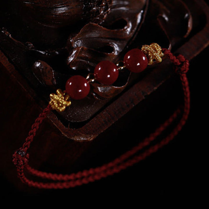 Bransoletka Buddha Stones Kolorowy sznurek Cynober Spokój