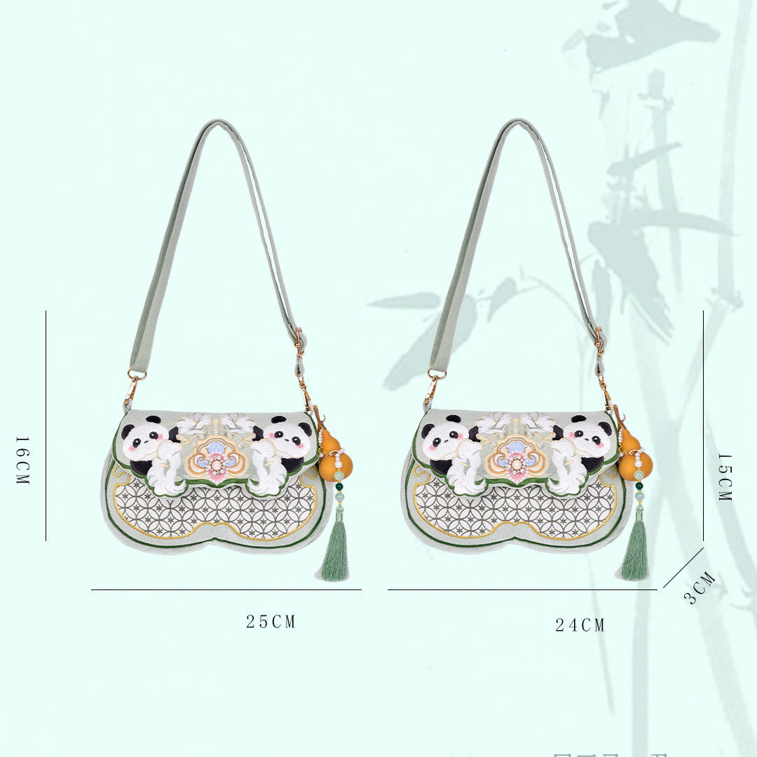 Buddha Stones Panda Kwiaty Gourd Wisiorek Torba Na Ramię Torba Crossbody