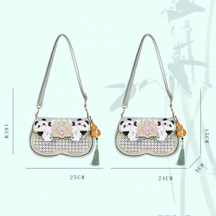 Buddha Stones Panda Kwiaty Gourd Wisiorek Torba Na Ramię Torba Crossbody