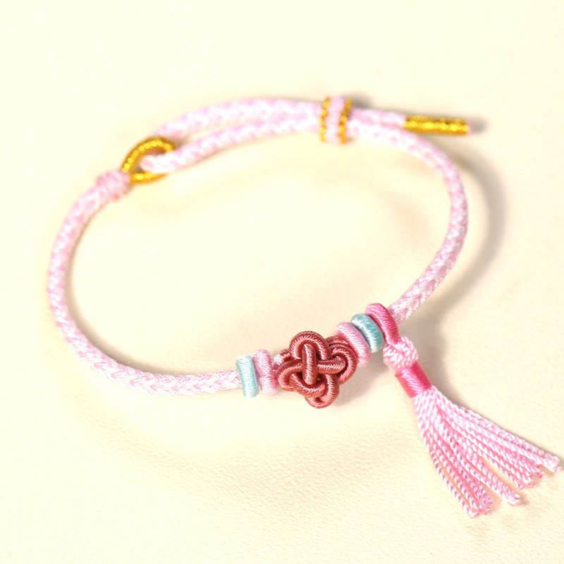 Buddha Stones Kolorowe sznurki Peach Blossom Knot Tassels Bransoletka ochronna