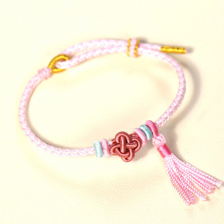 Buddha Stones Kolorowe sznurki Peach Blossom Knot Tassels Bransoletka ochronna