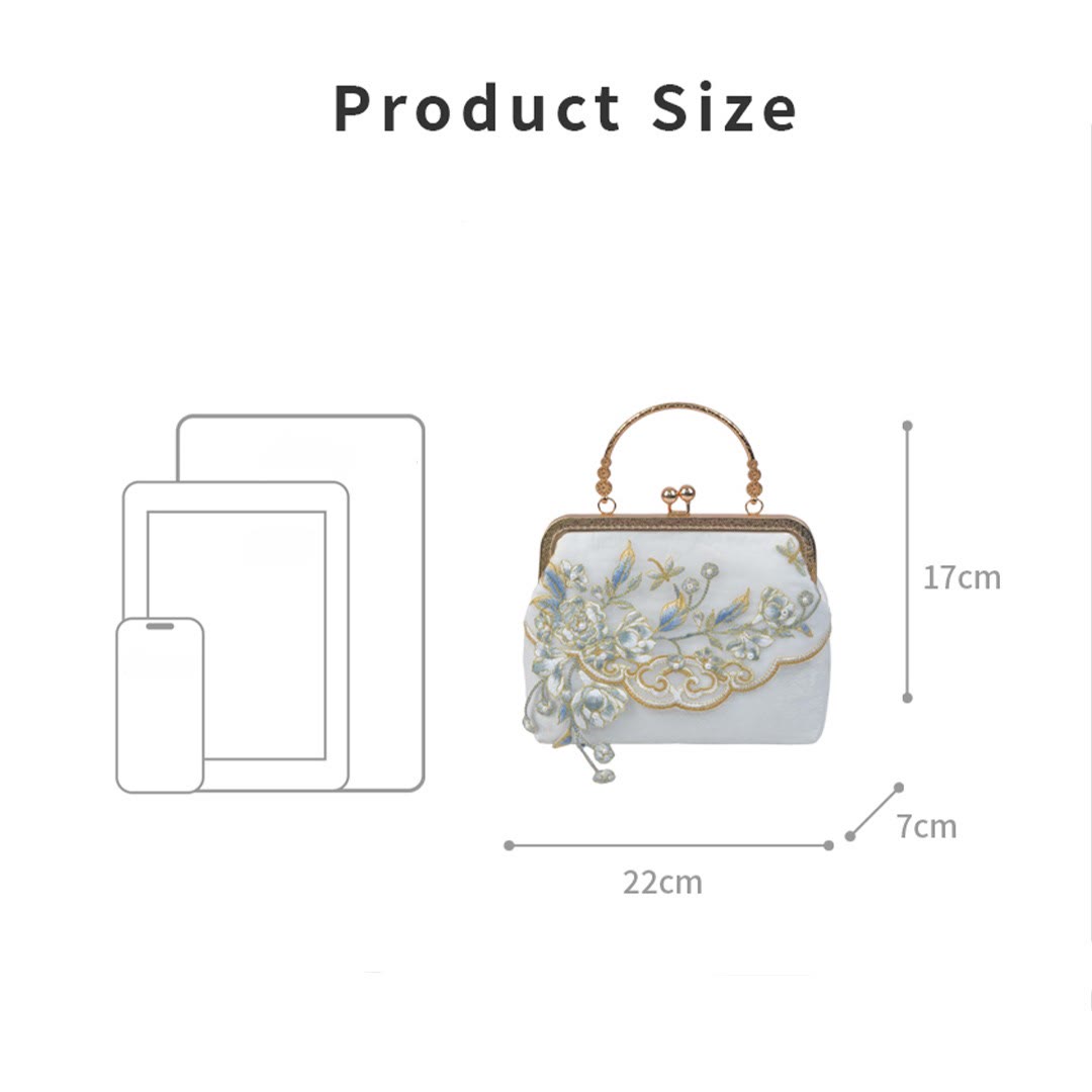 Buddha Stones Kwiaty Jaśminu Haft Perłowy Łańcuch Torba Crossbody Torebki