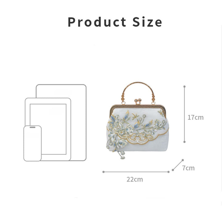 Buddha Stones Kwiaty Jaśminu Haft Perłowy Łańcuch Torba Crossbody Torebki
