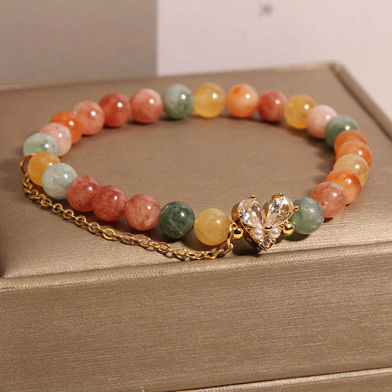 Bransoletka z Buddha Stones Cytrynowe Zielone Kryształy Dobrobytu