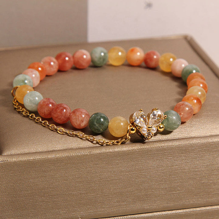 Bransoletka z Buddha Stones Cytrynowe Zielone Kryształy Dobrobytu