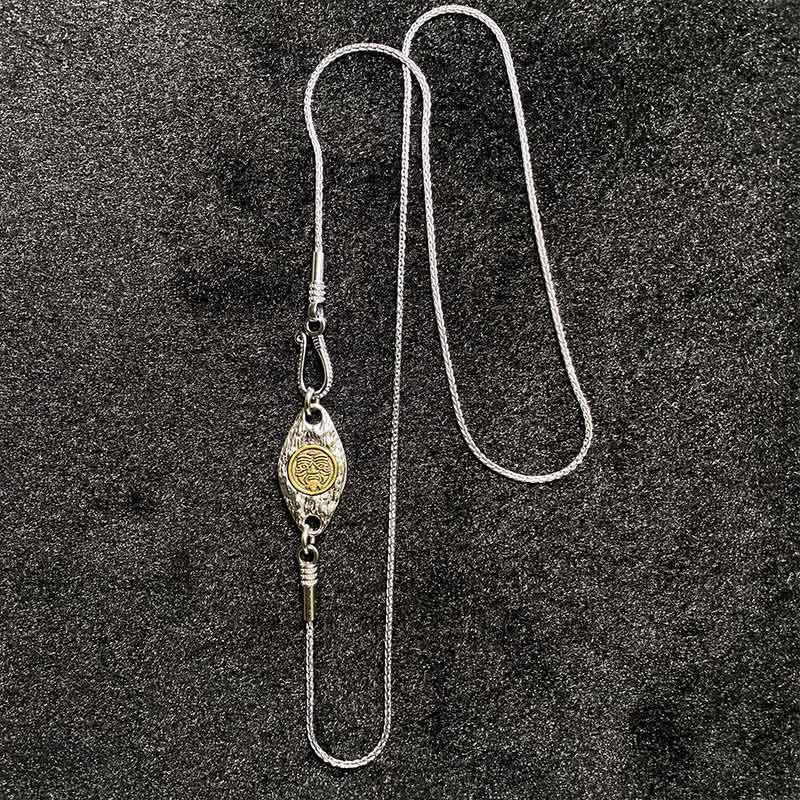Buddha Stones 925 Srebro Sterling Tybet Żółty Jambhala Bóg Bogactwa Błogosławieństwo Naszyjnik Wisiorek