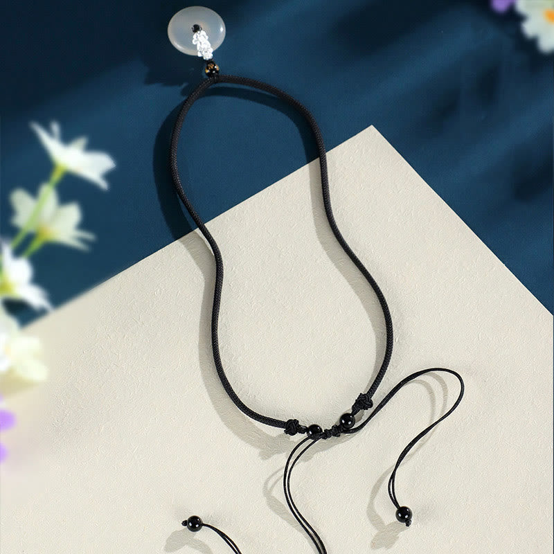 Buddha Stones Biały Agat Srebro Sterling 999 Czarny Onyks Zielone Drzewo Sandałowe Pi Xiu Klamra Pokoju Sześć Prawdziwych Słów Naszyjnik Wisiorek - image 2