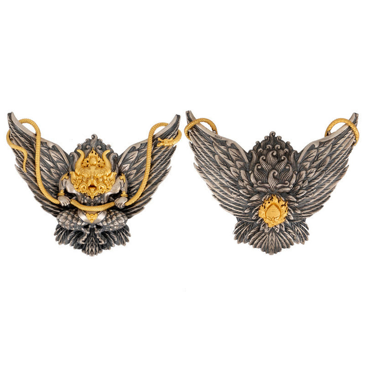 Buddha Stones 925 Srebro Sterling Tybetański Garuda Ptak Smok Wąż Mądrość Naszyjnik Wisiorek - image 11