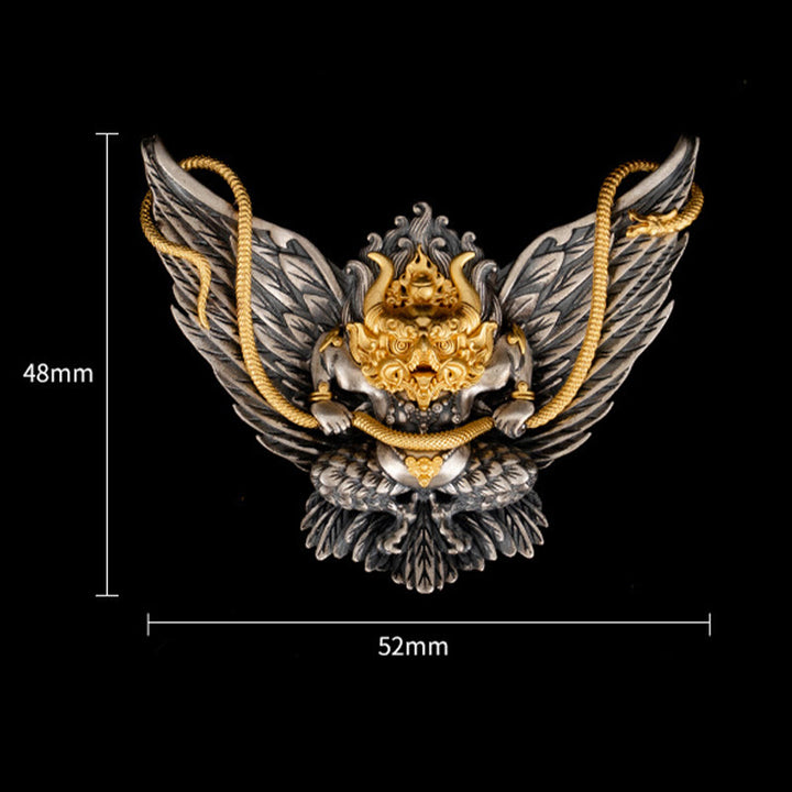 Buddha Stones 925 Srebro Sterling Tybetański Garuda Ptak Smok Wąż Mądrość Naszyjnik Wisiorek - image 7