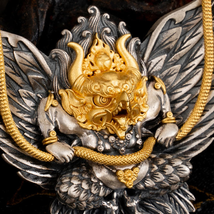 Buddha Stones 925 Srebro Sterling Tybetański Garuda Ptak Smok Wąż Mądrość Naszyjnik Wisiorek - image 7