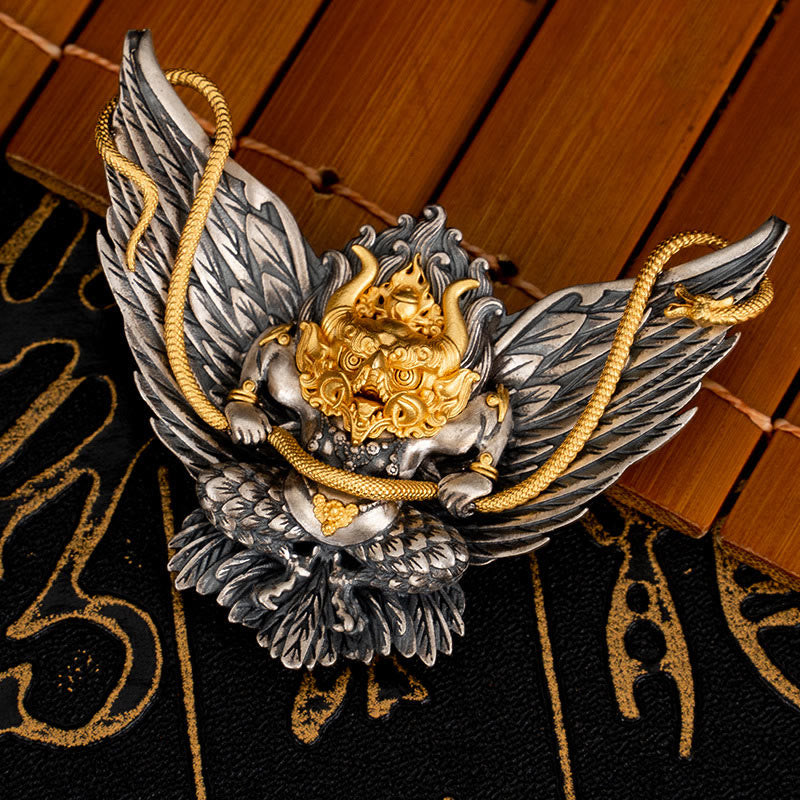 Buddha Stones 925 Srebro Sterling Tybetański Garuda Ptak Smok Wąż Mądrość Naszyjnik Wisiorek - Garuda (tylko wisiorek) - image 1
