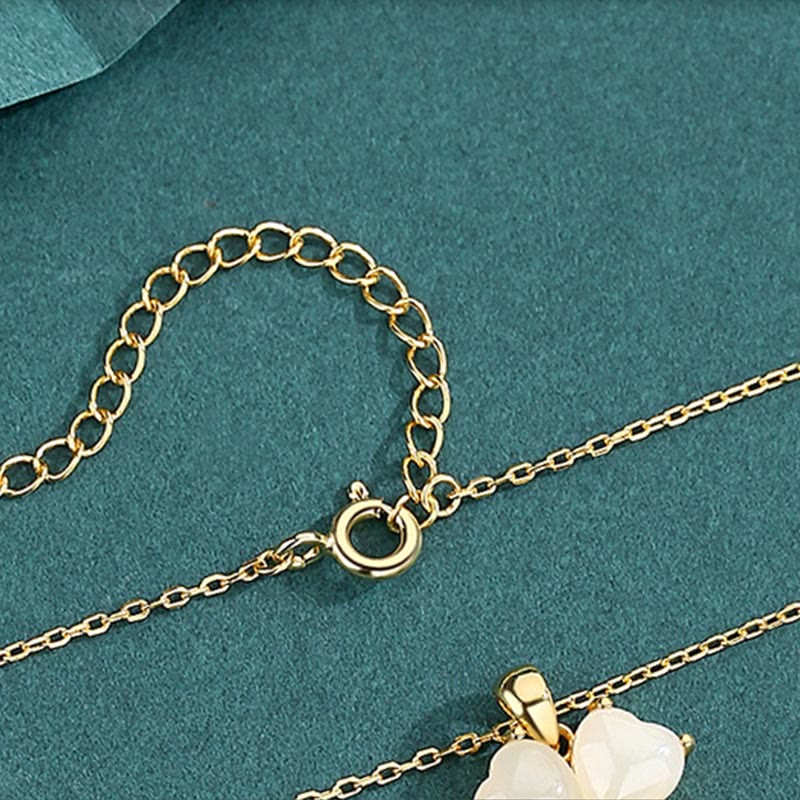 Naszyjnik z Buddha Stones Hetian Jade 925 Srebro Sterling Czterolistna Koniczyna Wisiorek - image 4