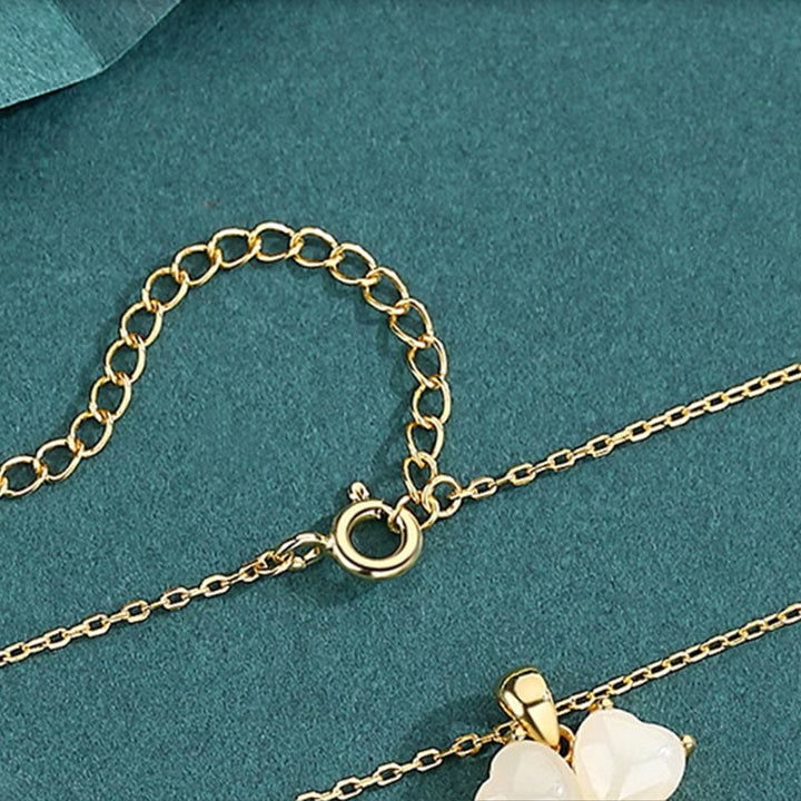 Naszyjnik z Buddha Stones Hetian Jade 925 Srebro Sterling Czterolistna Koniczyna Wisiorek - image 4