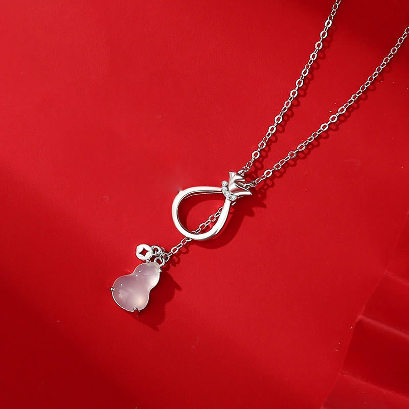 Buddha Stones Czerwony Agat Chalcedon 925 Srebro Sterling Tykwa Szczęście Torba Pewność Naszyjnik Wisiorek