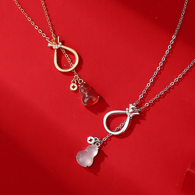 Buddha Stones Czerwony Agat Chalcedon 925 Srebro Sterling Tykwa Szczęście Torba Pewność Naszyjnik Wisiorek - image 3