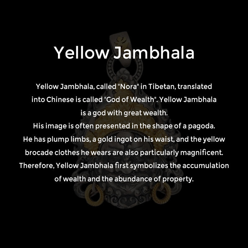 Buddha Stones 925 Srebro Tybetańskie Żółte Jambhala Bóg Bogactwa Ochrona Naszyjnik Wisiorek